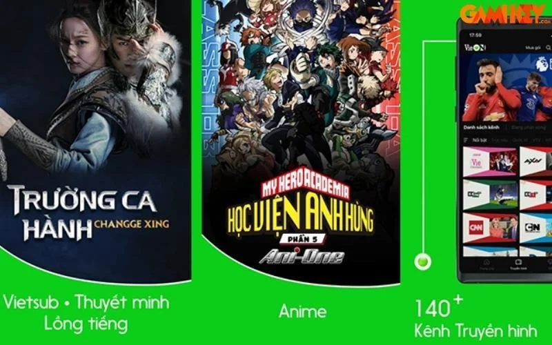 Ứng dụng VieOn có nội dung đa dạng với đủ mọi thể loại