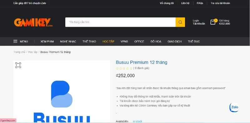 Hướng dẫn mua tài khoản Busuu Premiumtại tại Gamikey