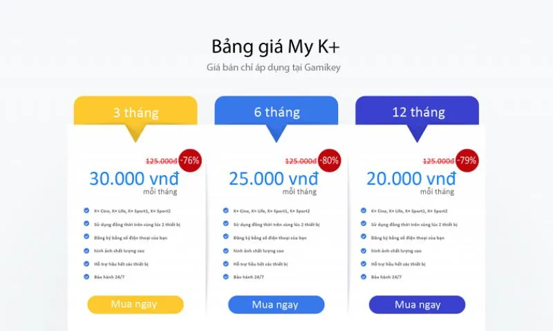 Mua tài khoản K+ tại Gamikey Mỗi tài khoản myk+ tại Gamikey được đăng ký tới 4 thiết bị
