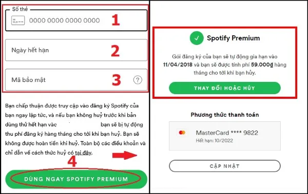 mua tk Spotify 4 Các bước mua tk Spotify Premium bằng Mastercard