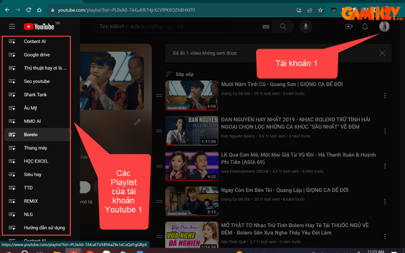 cách chuyển playlist trên Youtube sang tài khoản khác