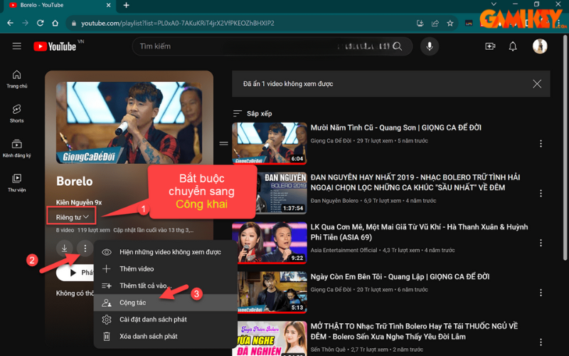 cách chuyển playlist trên Youtube sang tài khoản khác