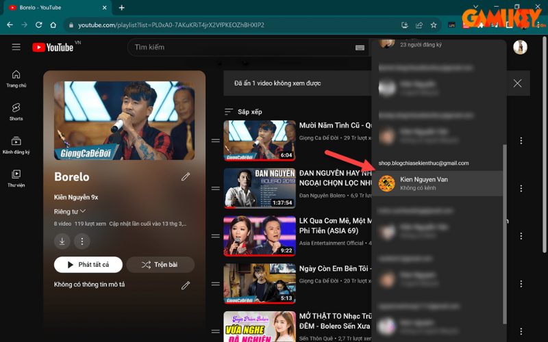 cách chuyển playlist trên Youtube sang tài khoản khác