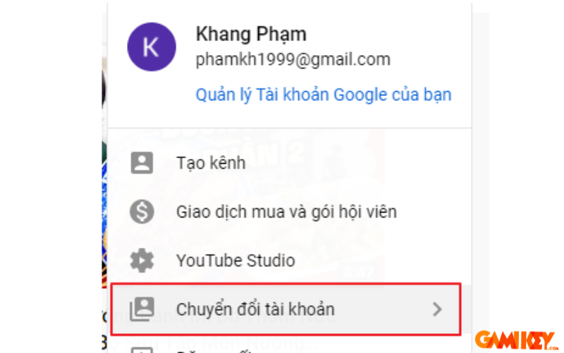 huong dan chuyen kenh youtube tu gmail cu sang gmail moi 8 Hướng dẫn chuyển kênh Youtube từ Gmail cũ sang Gmail mới