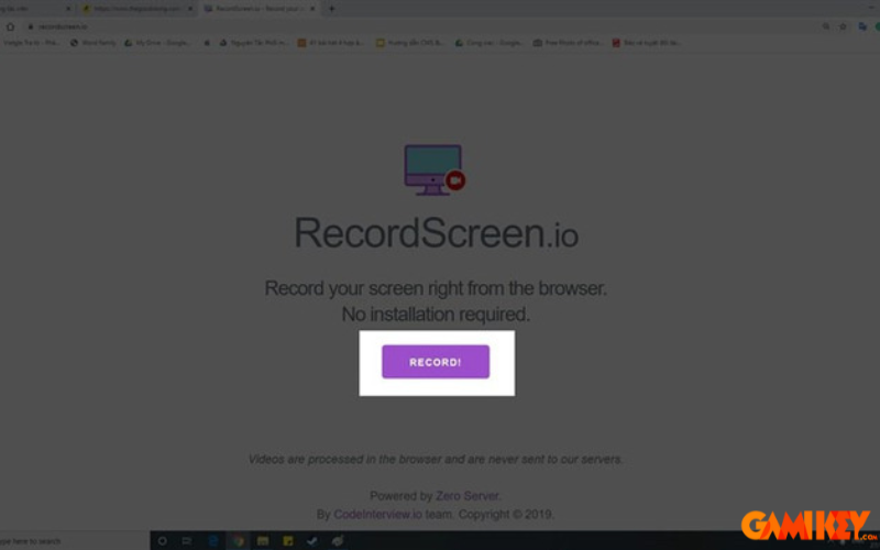 cach quay man hinh window 10 13 Mở trình duyệt web RecordScreen.io