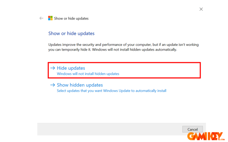 tat windows update win 10 17 Nhấn vào Hide Update để ẩn cập nhật