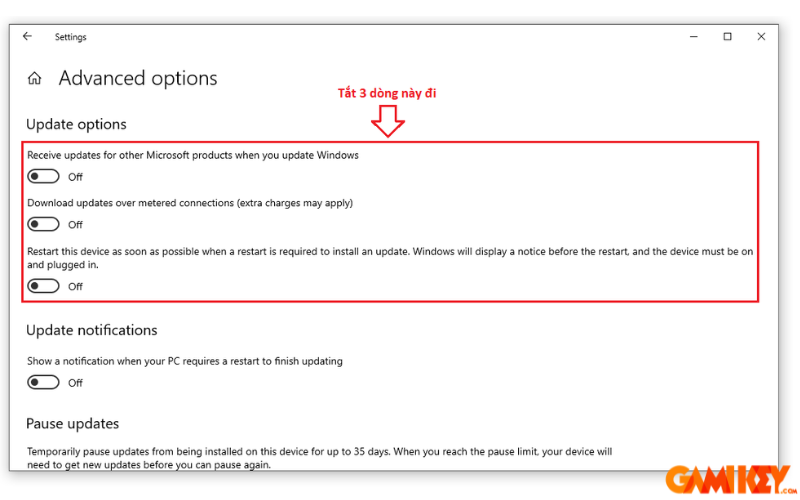 tat windows update win 10 21 Bạn cần chú ý đến 3 dòng đầu tiên