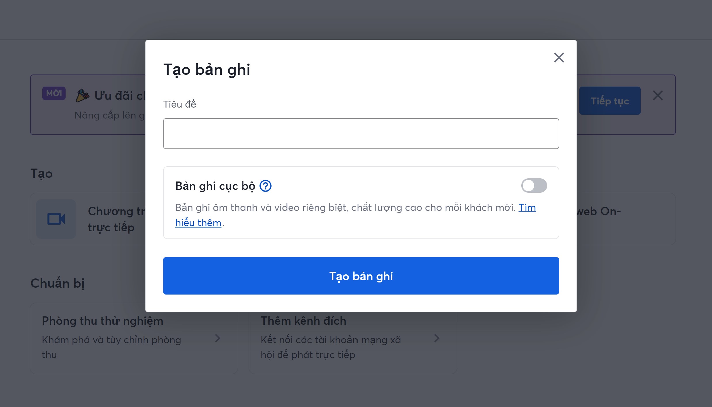 Tạo bản ghi StreamYard