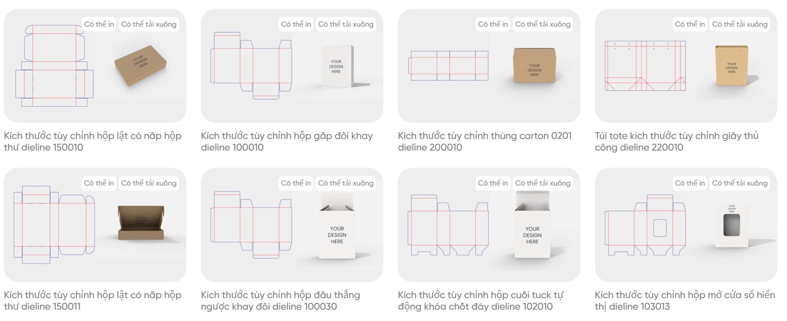 Templates hộp của pacdora