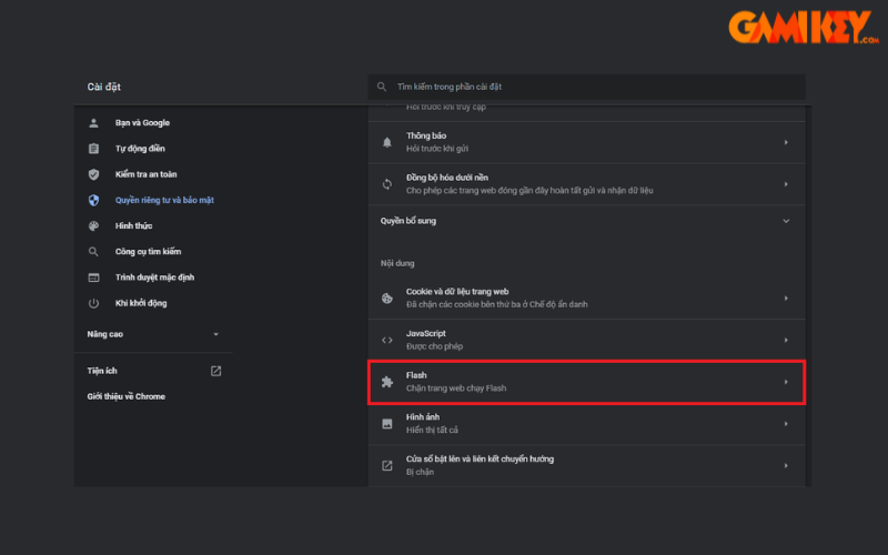 cách bật adobe flash player trên chrome
