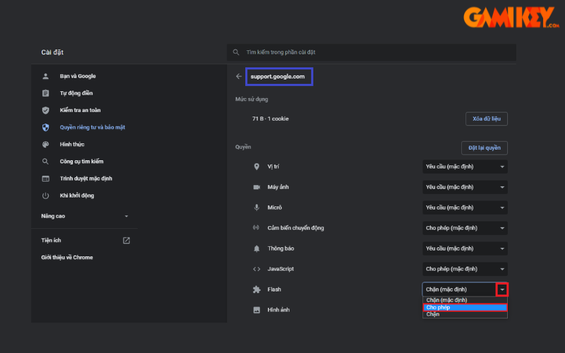 cách bật adobe flash player trên chrome