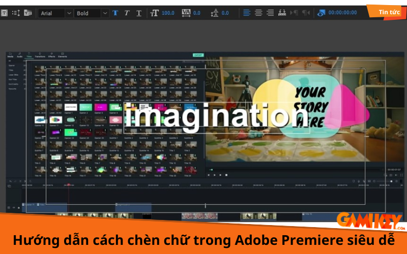 cách chèn chữ trong Adobe Premiere