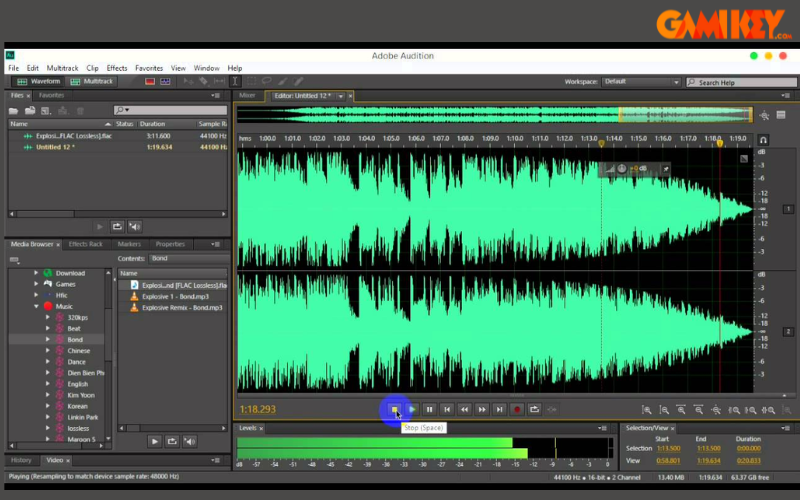 cách chèn nhạc vào Adobe Audition