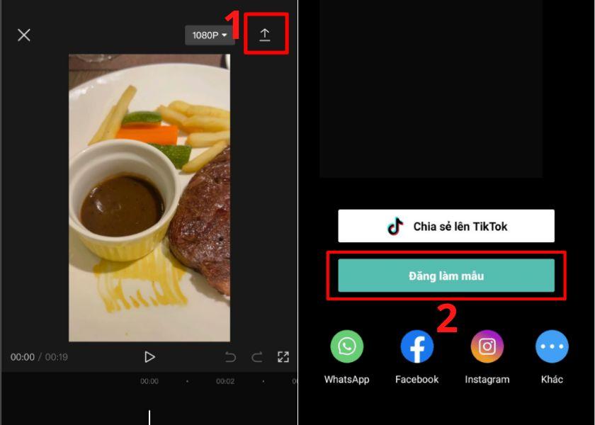 cách đăng mẫu lên capcut