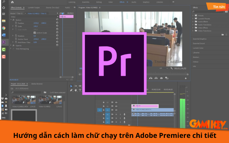 cách làm chữ chạy trên Adobe Premiere