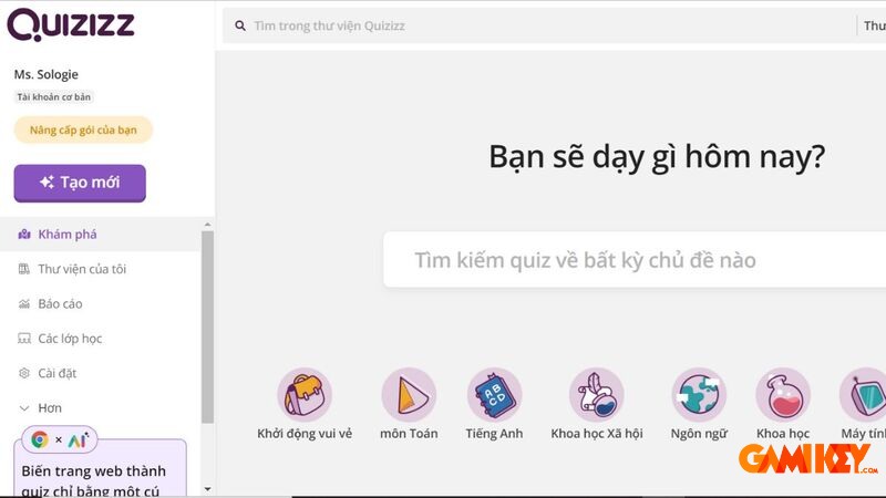 Cách tạo Quizizz