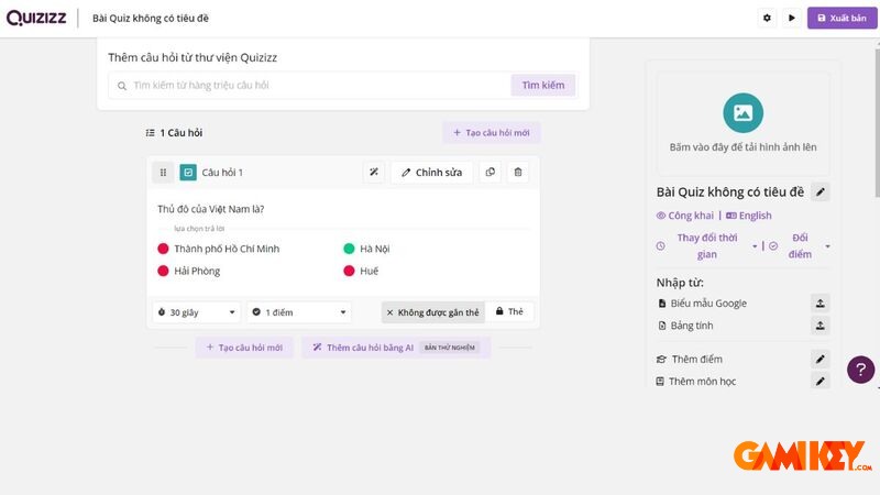 Cách tạo Quizizz