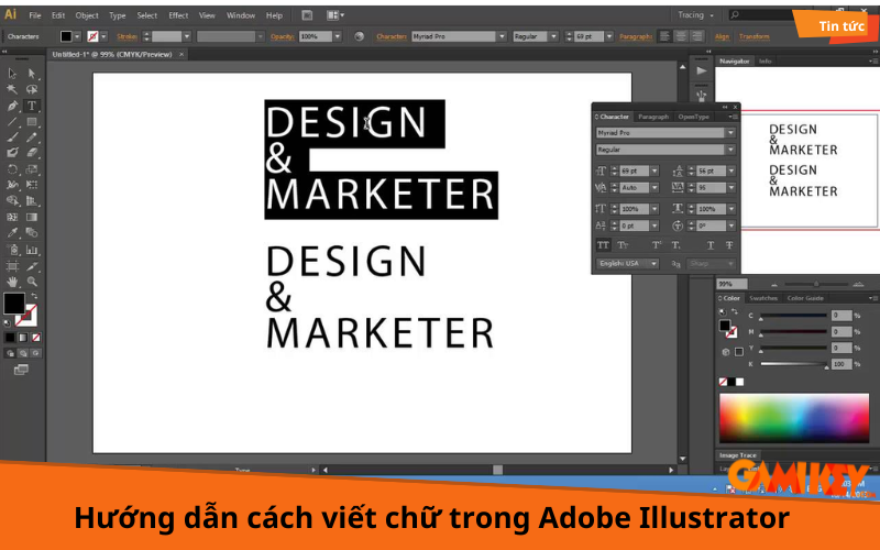 cách viết chữ trong adobe illustrator