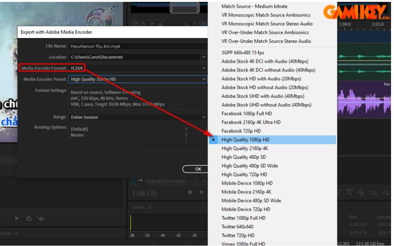 cách xuất file trong Adobe Audition