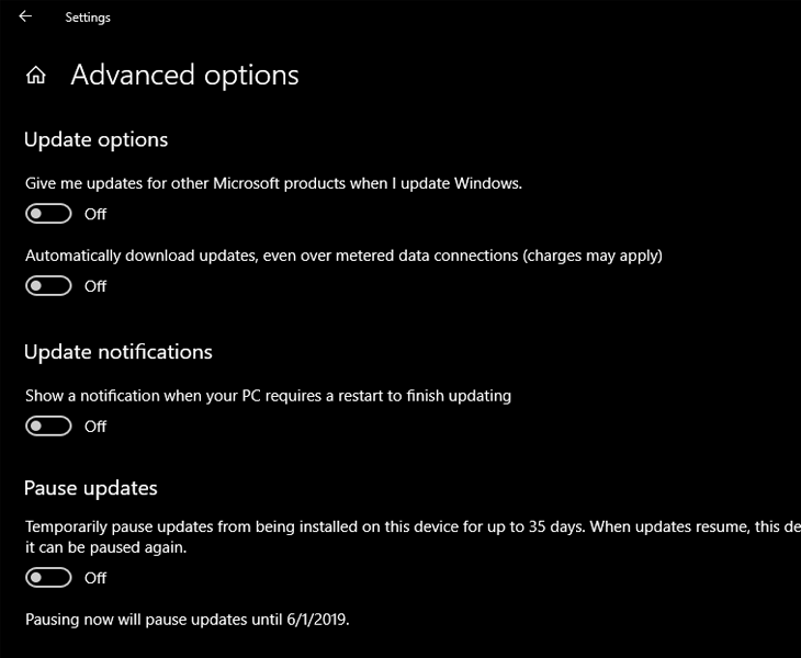 cách bật window update