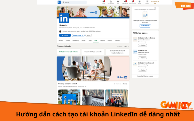 cách tạo tài khoản LinkedIn