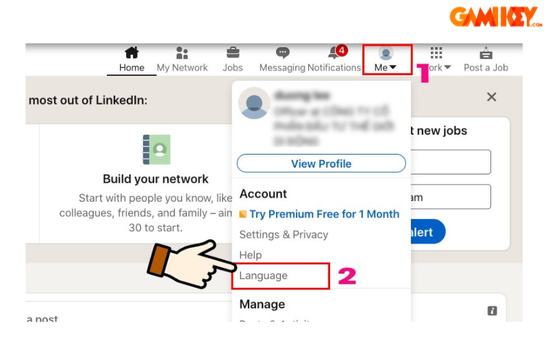 cách thay đổi ngôn ngữ trên linkedin
