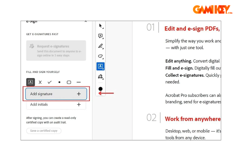 cách chèn chữ ký vào file PDF Adobe Acrobat