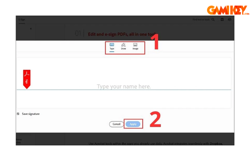 cách chèn chữ ký vào file PDF Adobe Acrobat