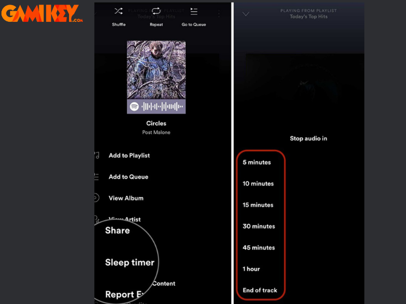 cách hẹn giờ tắt nhạc trên Spotify