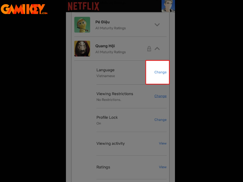 đổi ngôn ngữ netflix
