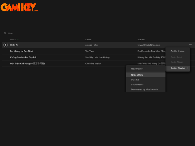 đồng bộ nhạc Spotify