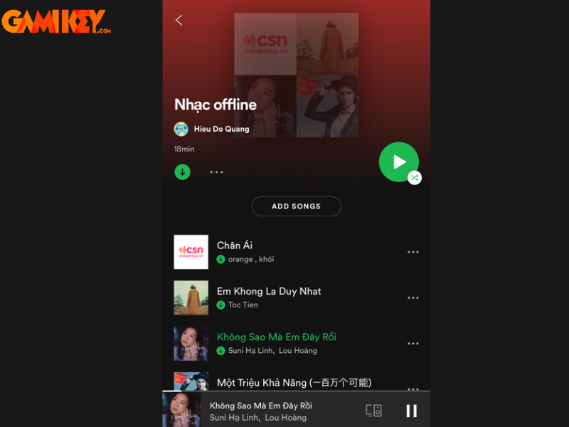 đồng bộ nhạc Spotify