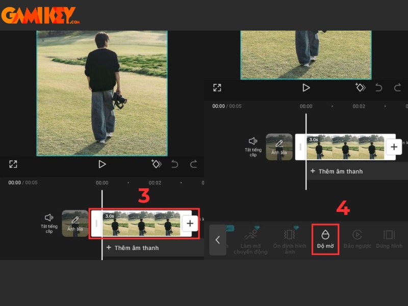 cách giảm Opacity trong Capcut