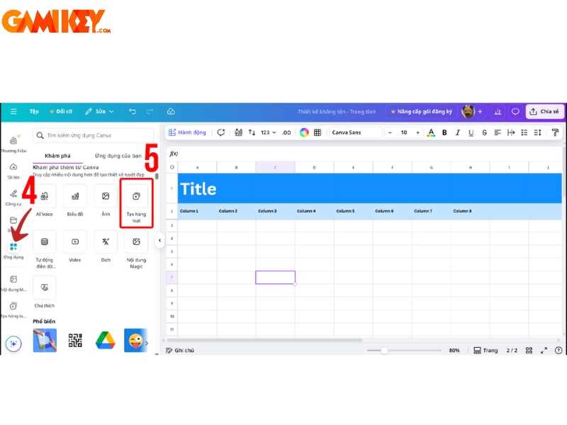 cách sử dụng Canva Sheets